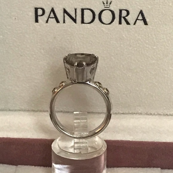 Pandora Trillion Cut Smoky Topaz Ring - Picture 3 of 9